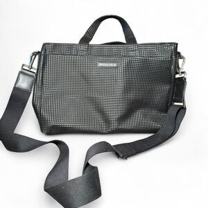 Police Brand Black Brief Case Laptop Bag with Crossbody Strap and Top Handles